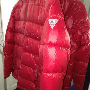 Red Guess Bubble Jacket